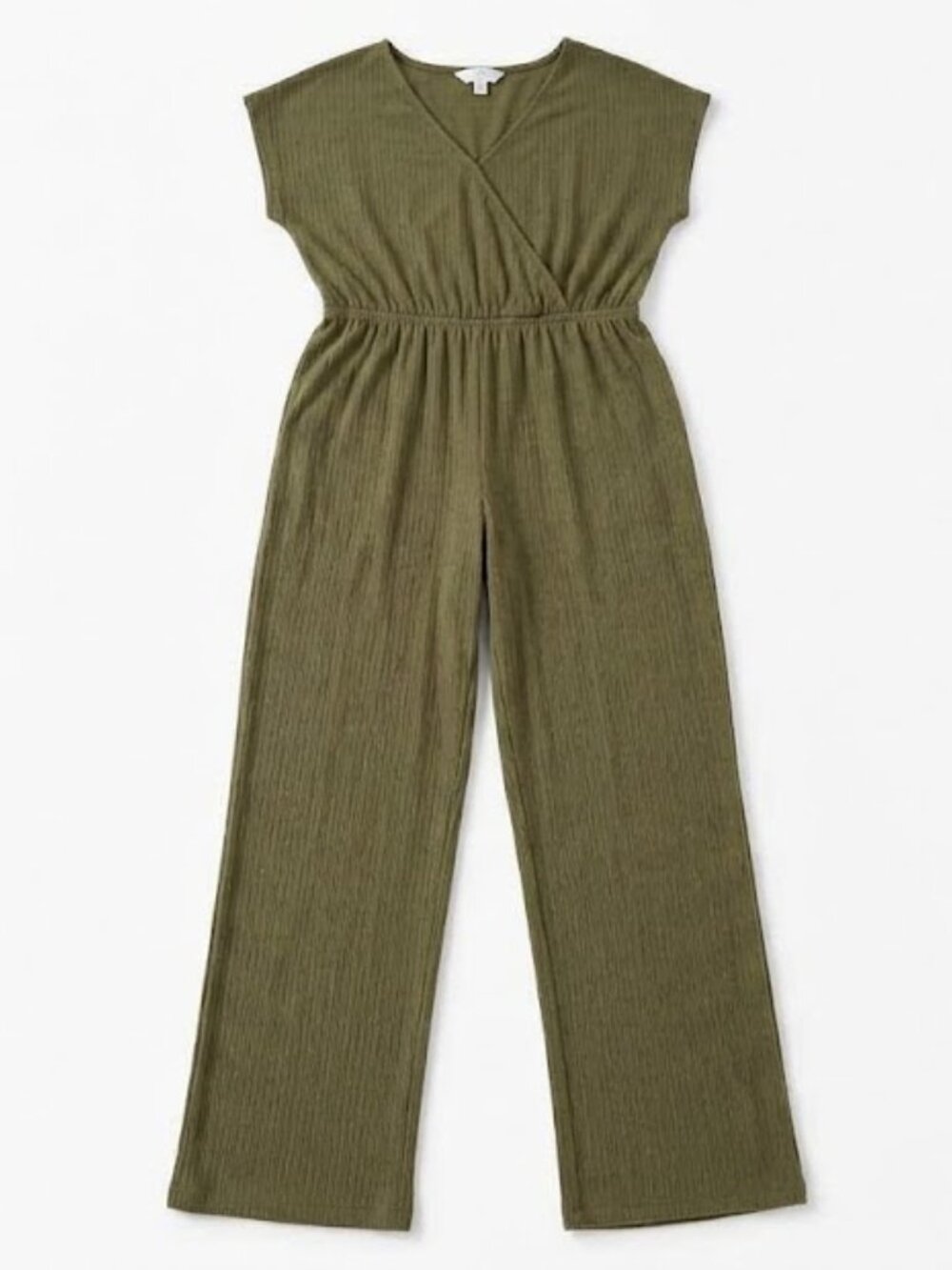 Market & Spruce Olive Green Ribbed V-Neck Jumpsuit - Size M